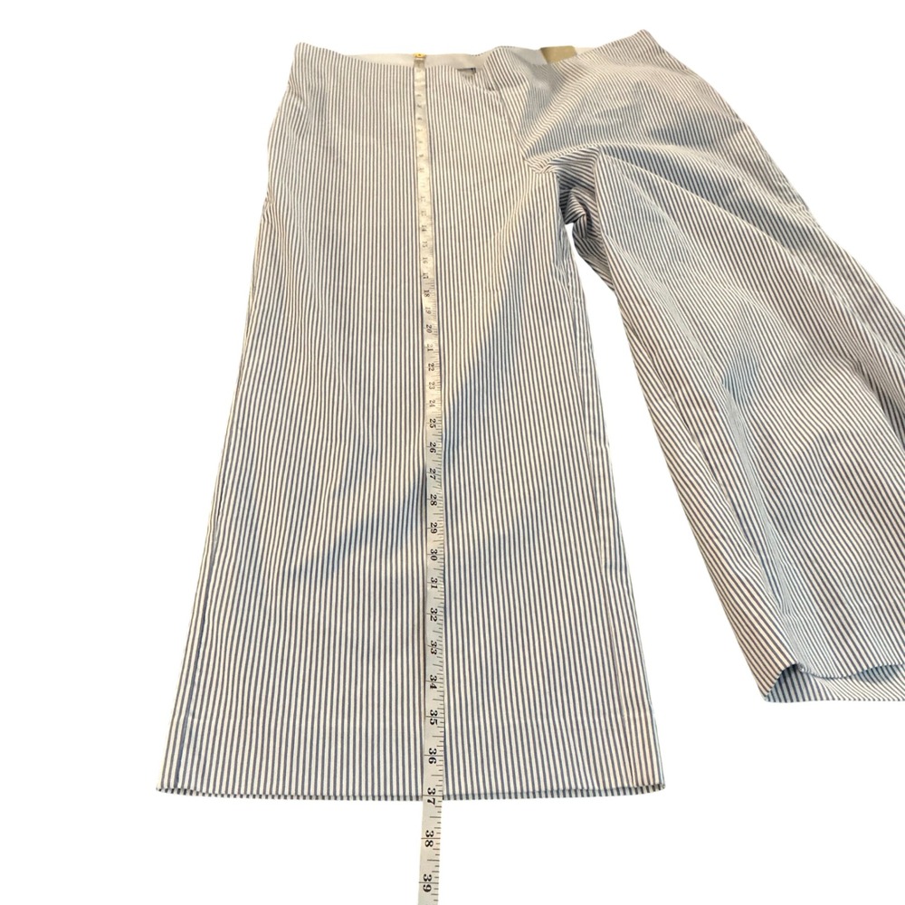 Chicos Perfect Stretch Wide Crop Pants Blue White Stripe Size 3 US 16 NEW - Picture 2 of 8